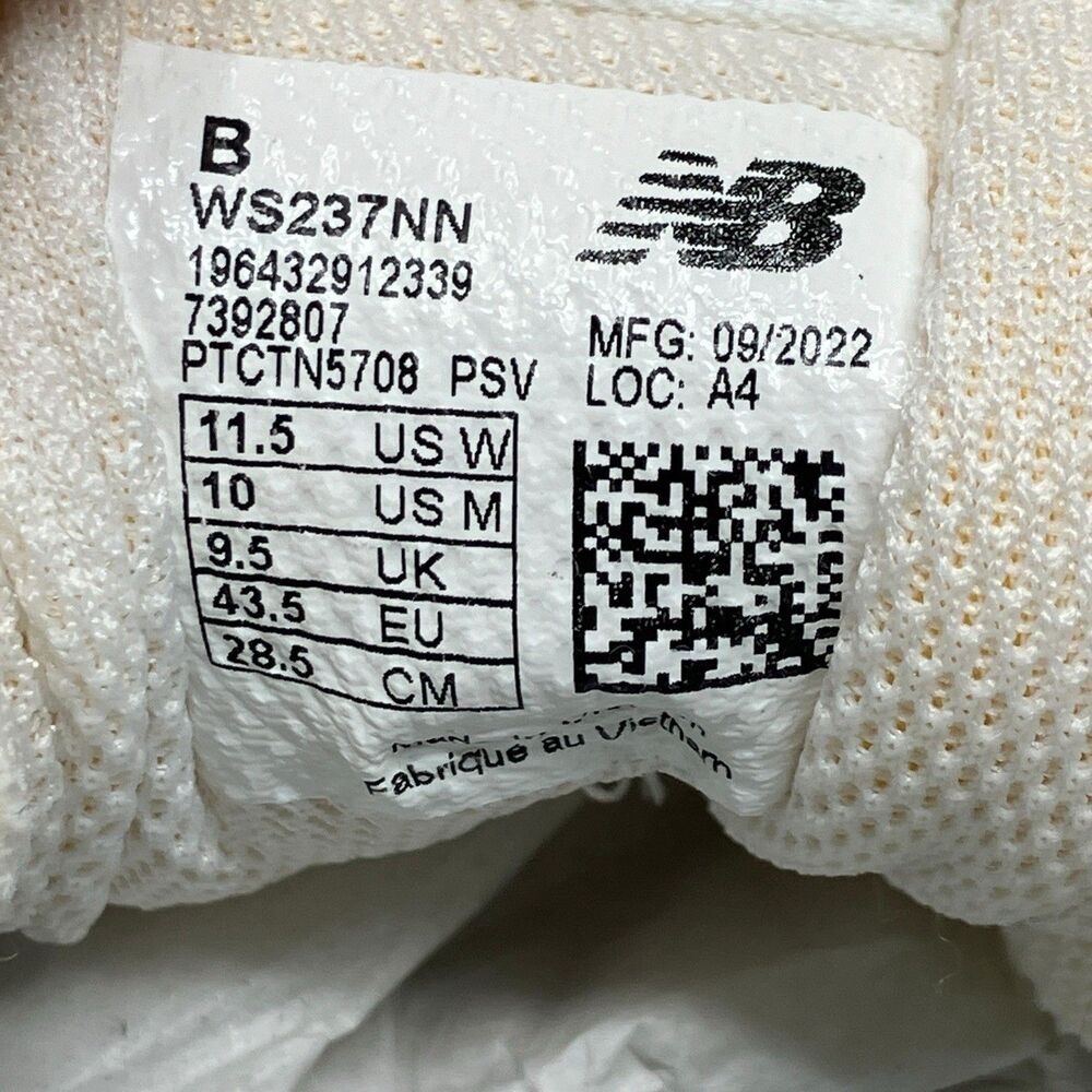 New‎ Balance 237 White Gray Sneakers Womens 11.5 Minimalist Sporty - Picture 6 of 12